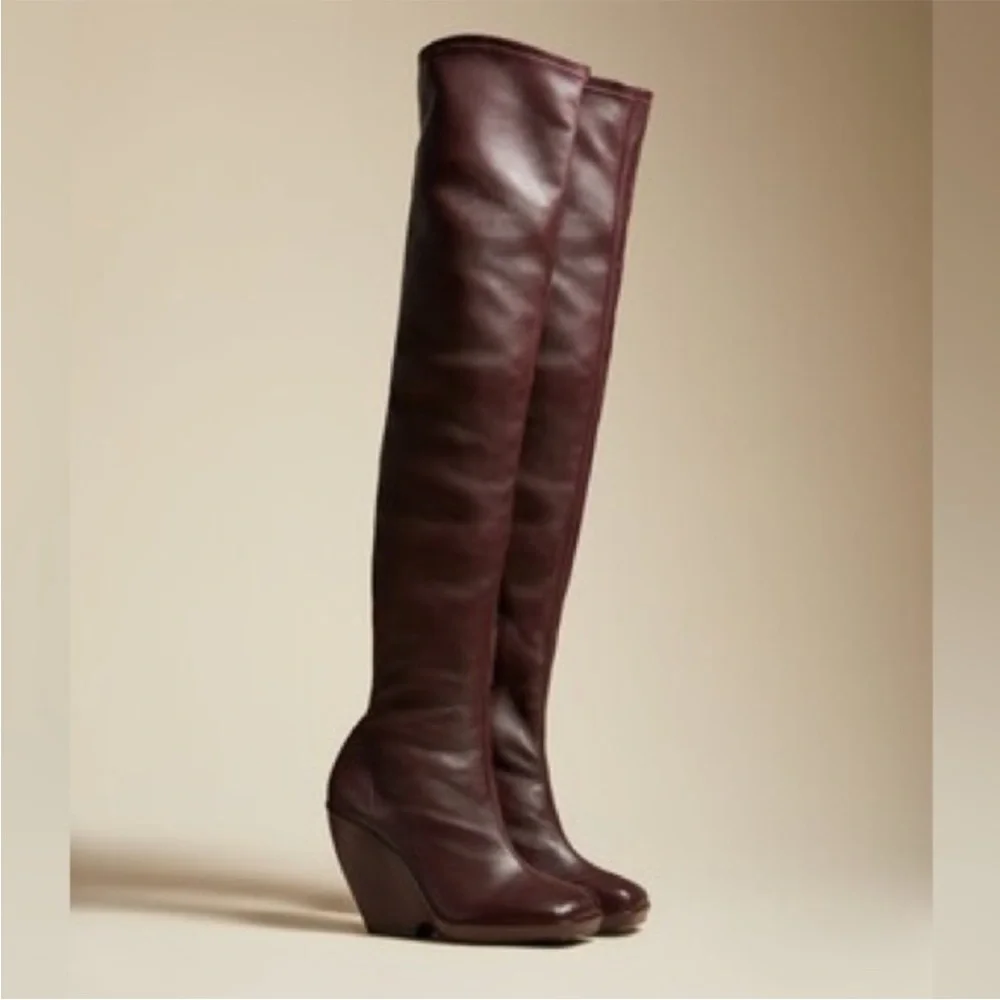 KHAITE Morgan over the knee burgundy boots - Picture 2 of 12